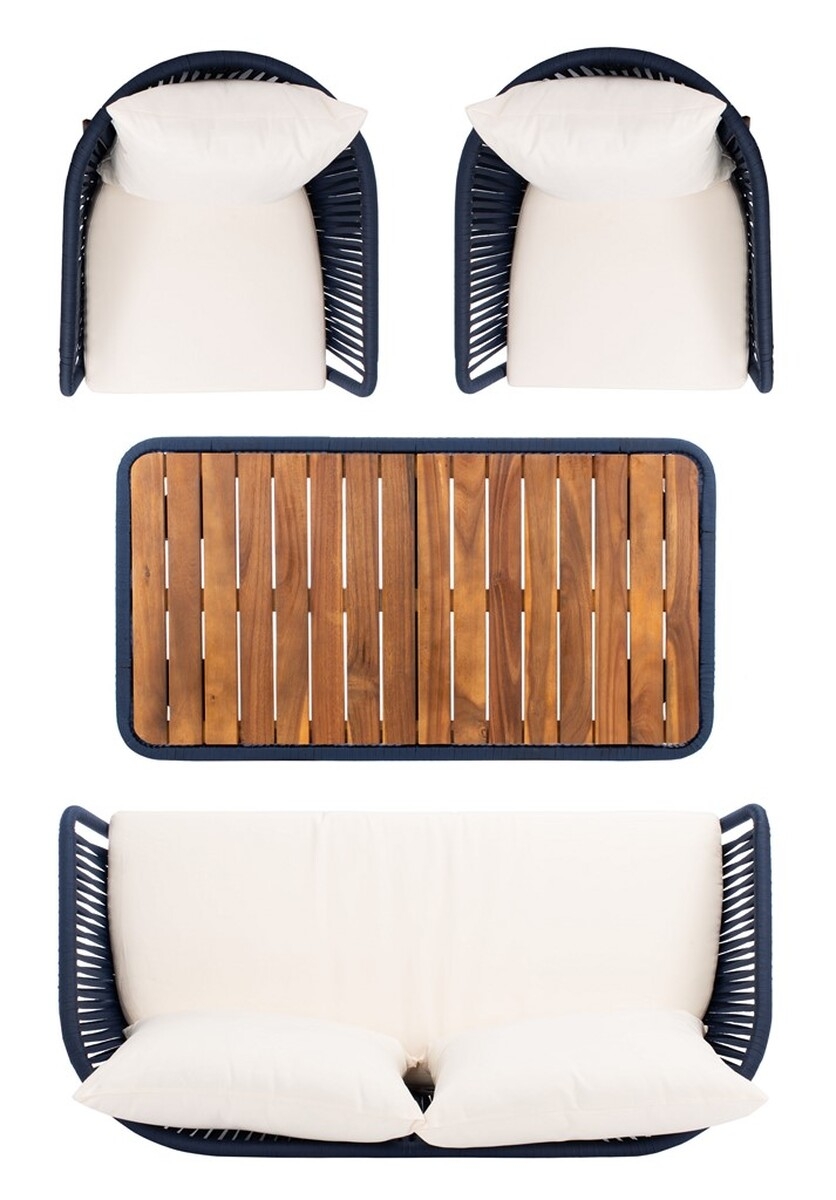 Ransin 4 Pc Living Set - Navy/Beige - Safavieh - Image 6