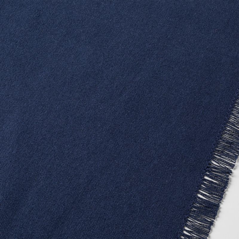 Craft 120" Deep Indigo Organic Cotton Fringe Table Runner - Image 1