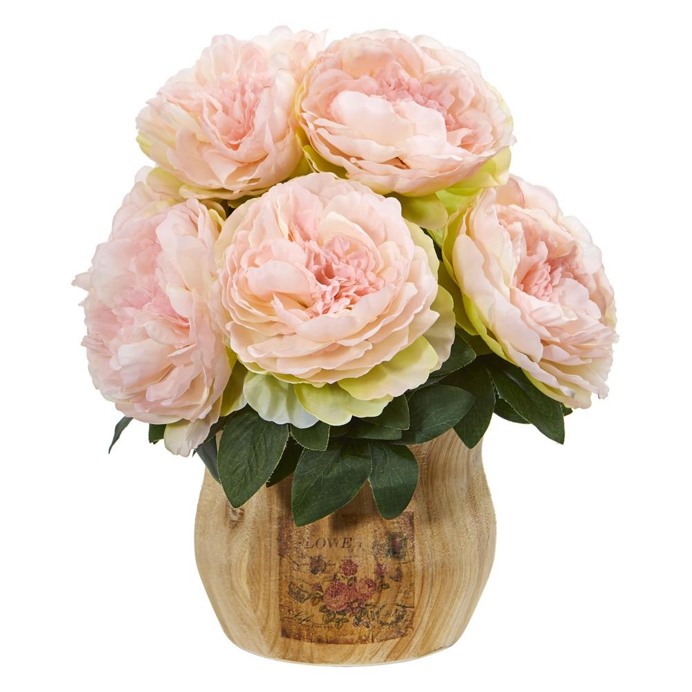 Nearly Natural Indoor Peony Artificial Arrangement in Decorative Planter - Image 0