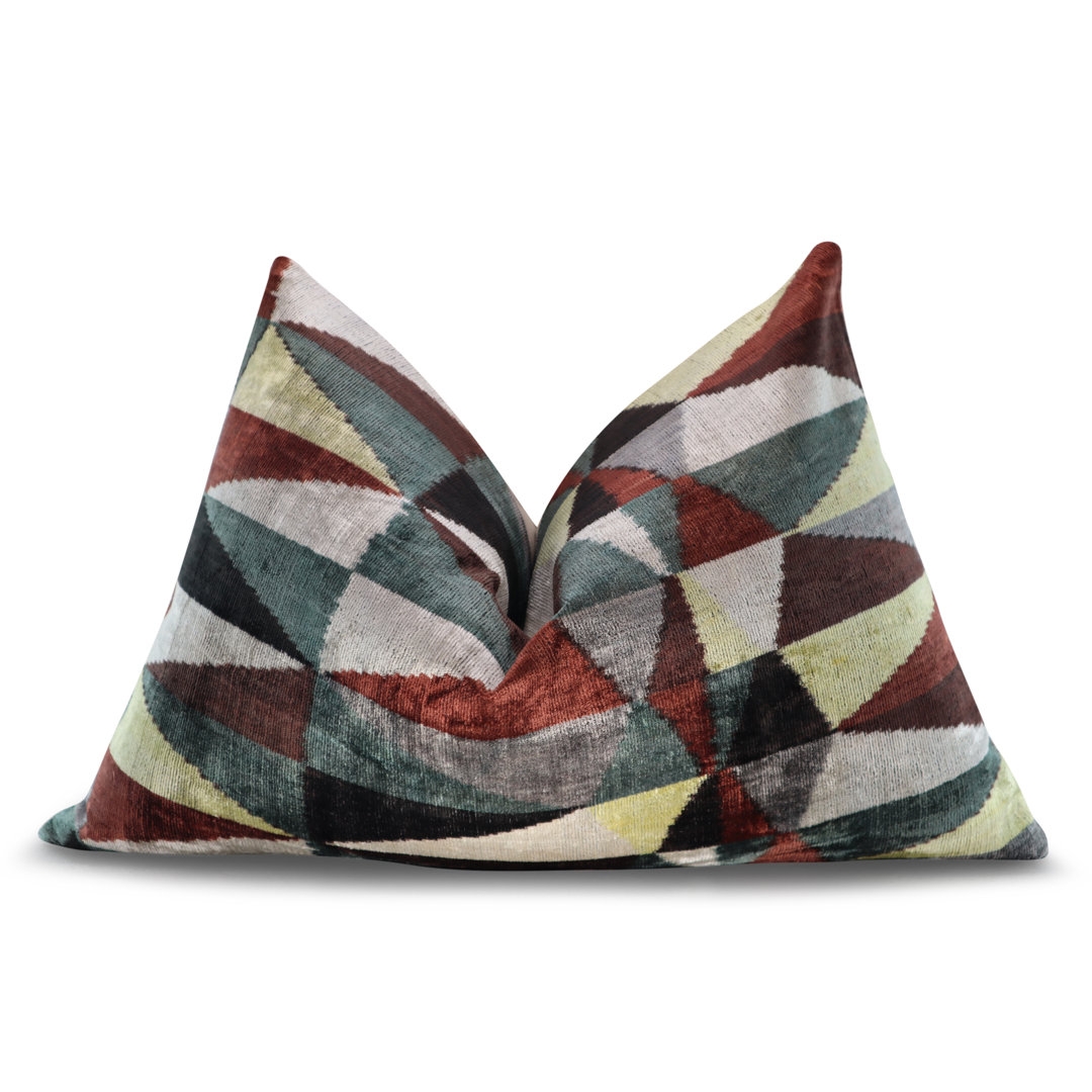 Canvello Geometric Shapes Velvet Throw Pillow - Image 0