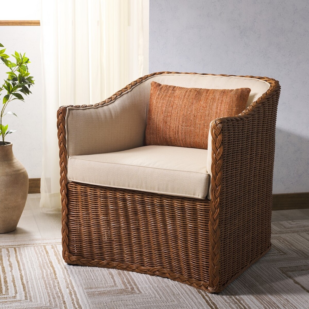 Sharon Rattan Accent Chair - Natural / Beige - Image 1
