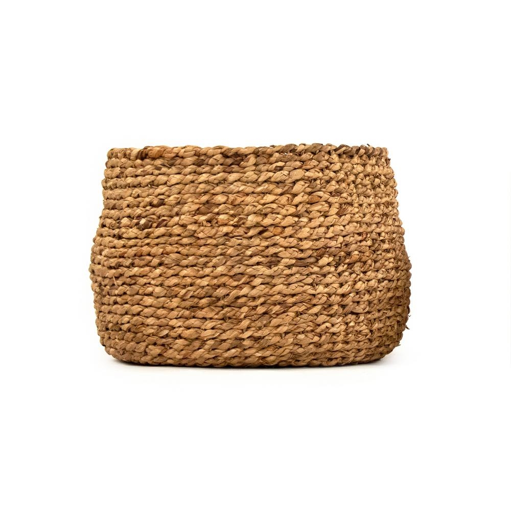 Zentique Round Concave Hand Woven Water Hyacinth Large Basket without Handles, Brown - Image 0