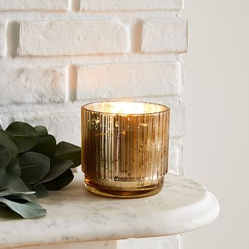 Mercury Glass Fluted Candles, Medium, Tinted Gold - Image 0