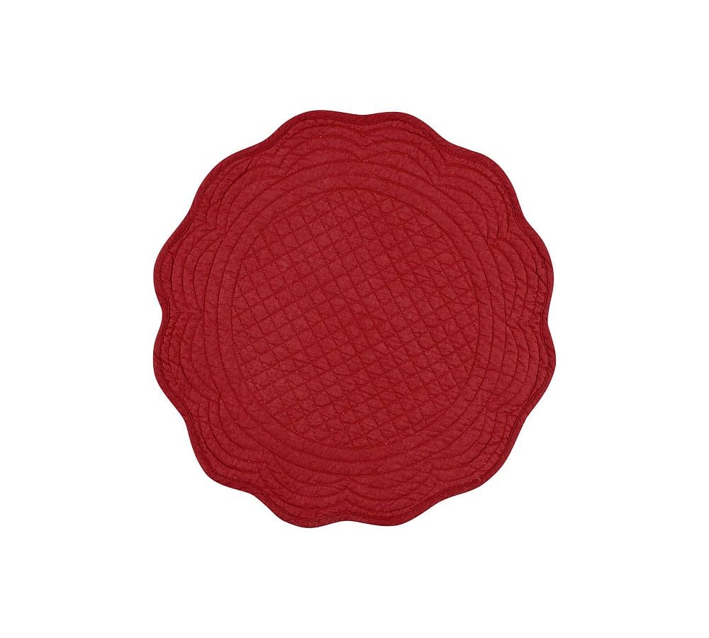 Boutis Cotton Round Placemats, Set of 4 - Red - Image 0