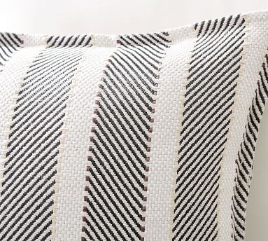 Aviv Striped Indoor/Outdoor Pillow , 22" x 22", Black Multi - Image 1