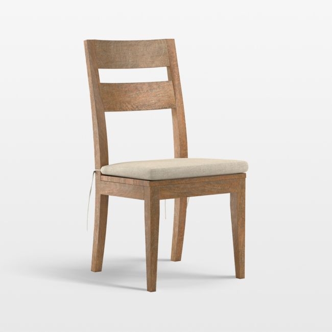 Basque Light Brown Wood Dining Side Chair with Natural Cushion - Image 0