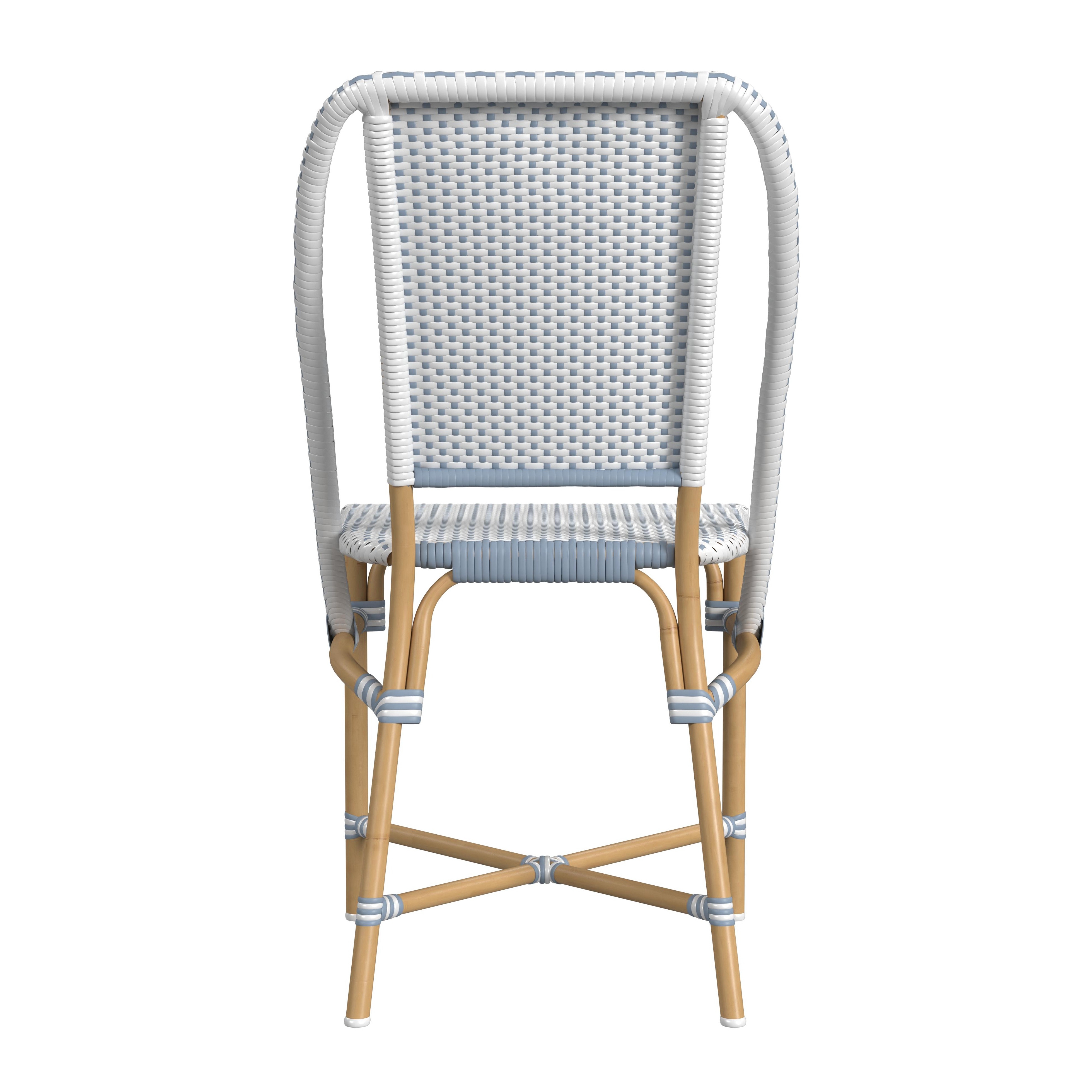 Tobias White/Sky Blue Dot / Natural Rattan Frame Outdoor Dining Chair - Image 1