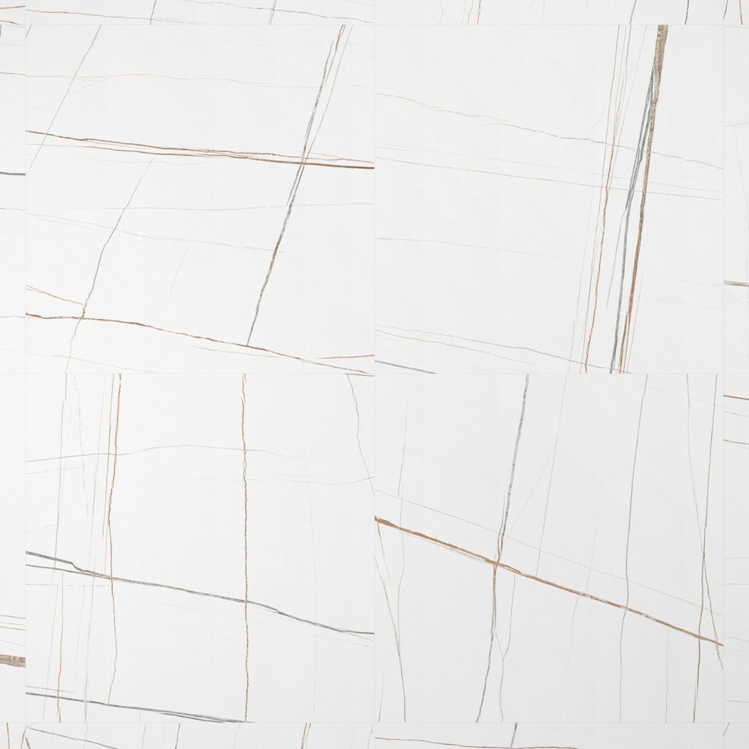 Ivy Hill Tile Terius Sahara Blanco 47.24"" x 47.24"" Polished Marble Look Porcelain Floor and Wall Tile - Image 0