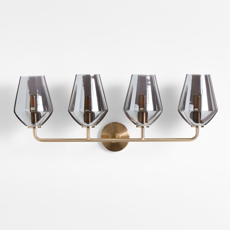Arren Brass 4-Light Wall Sconce Light with Silver Glass Angled Shade - Image 2