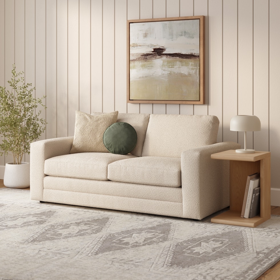 Riley 84" Storage Sofa - Ivory Wool Bouclé - Image 0