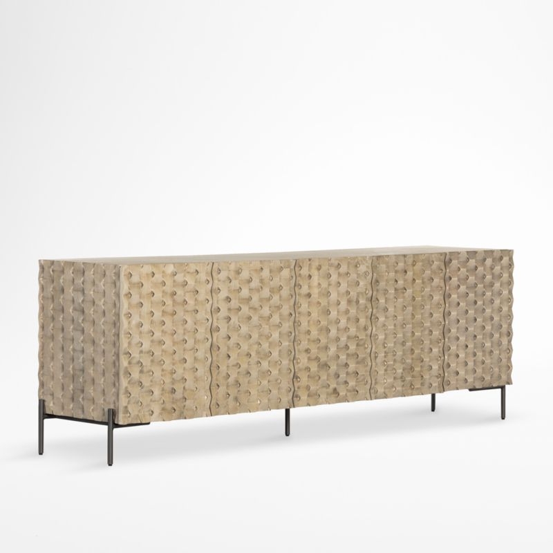 Raffael 82" Grey Wash Wood Storage Media Console - Image 1