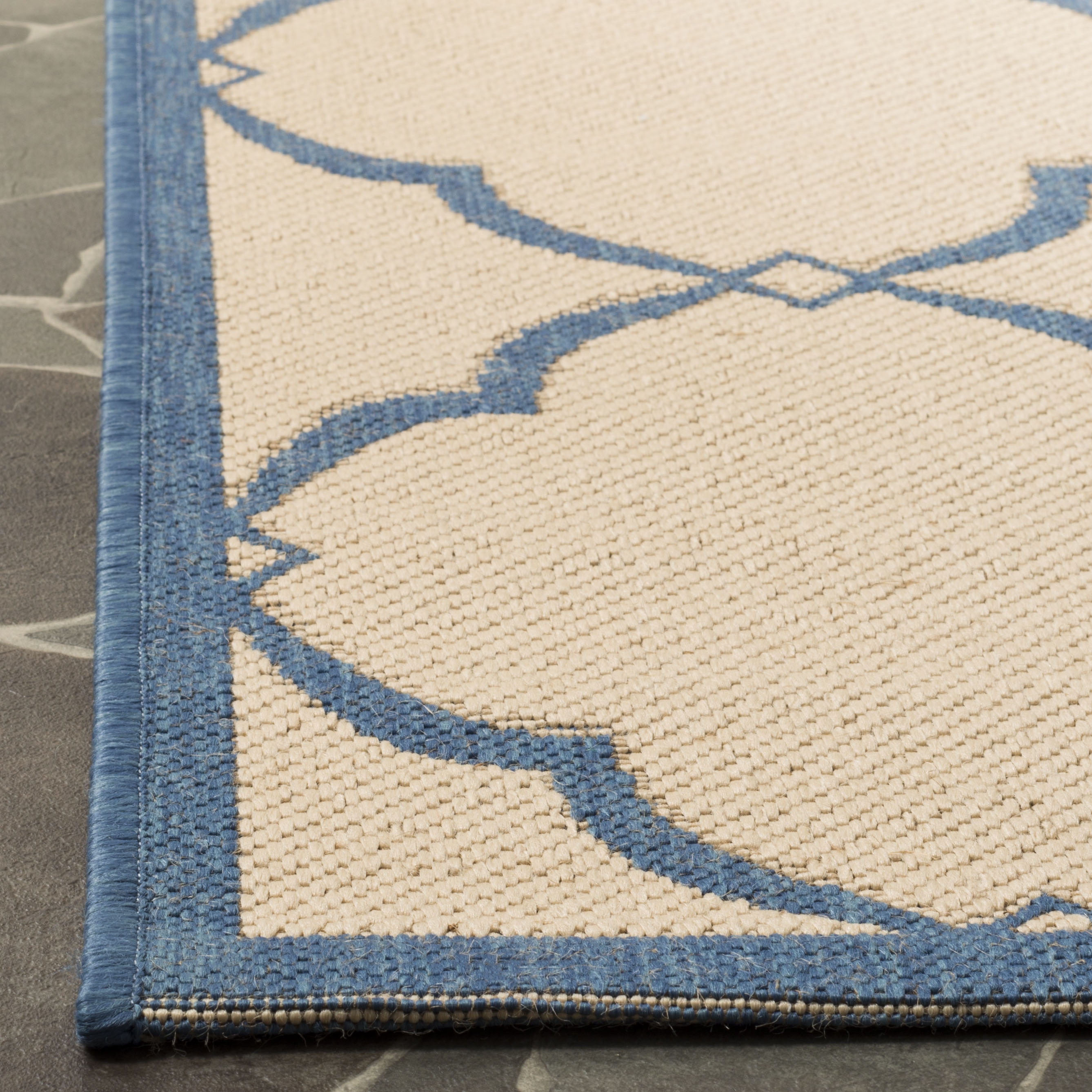 Arlo Home Indoor/Outdoor Woven Area Rug, LND125N, Cream/Blue,  4' X 6' - Image 2