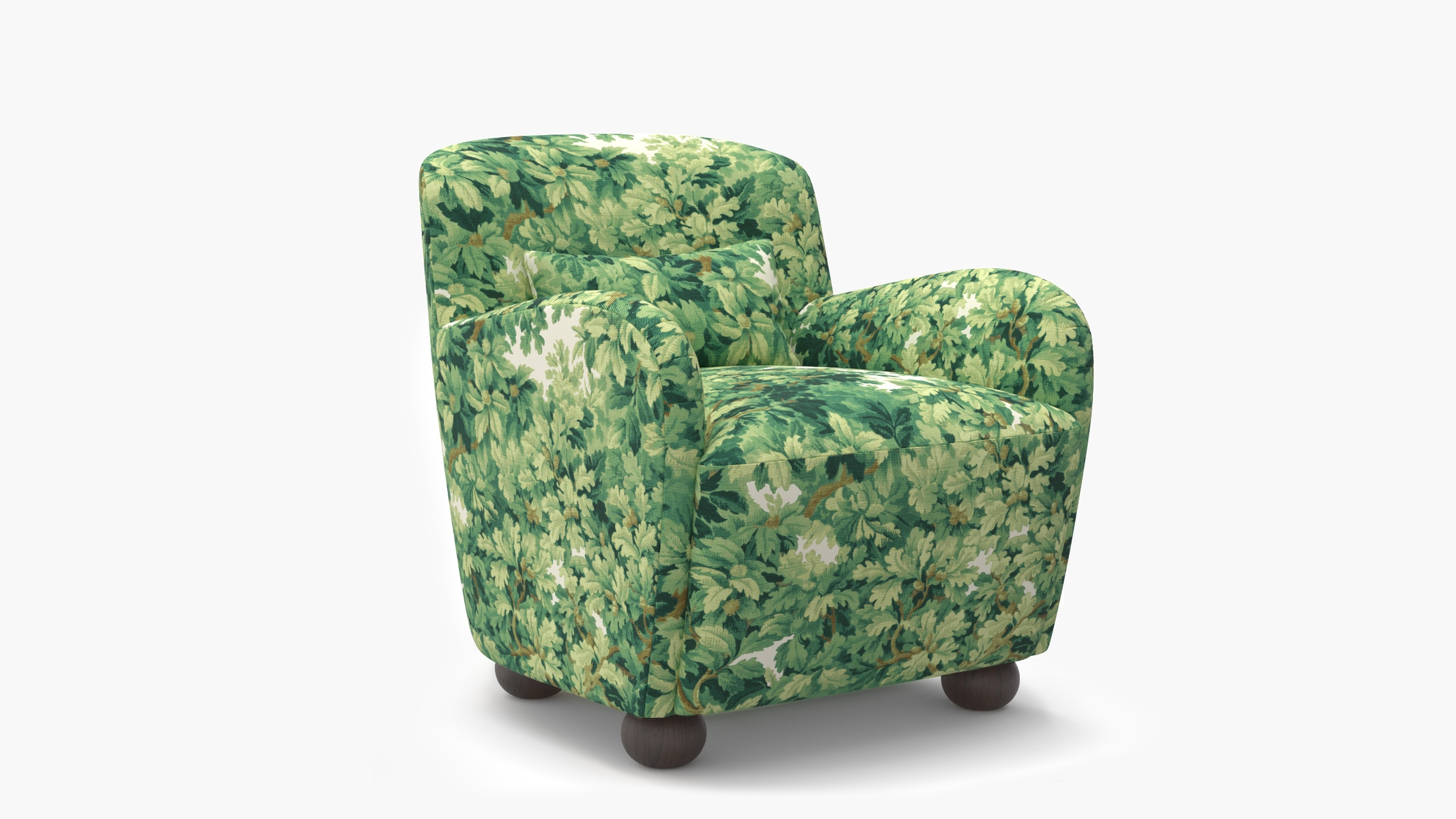 Club Chair, Verdure Bois De Chene, Espresso Bun Foot - Image 1