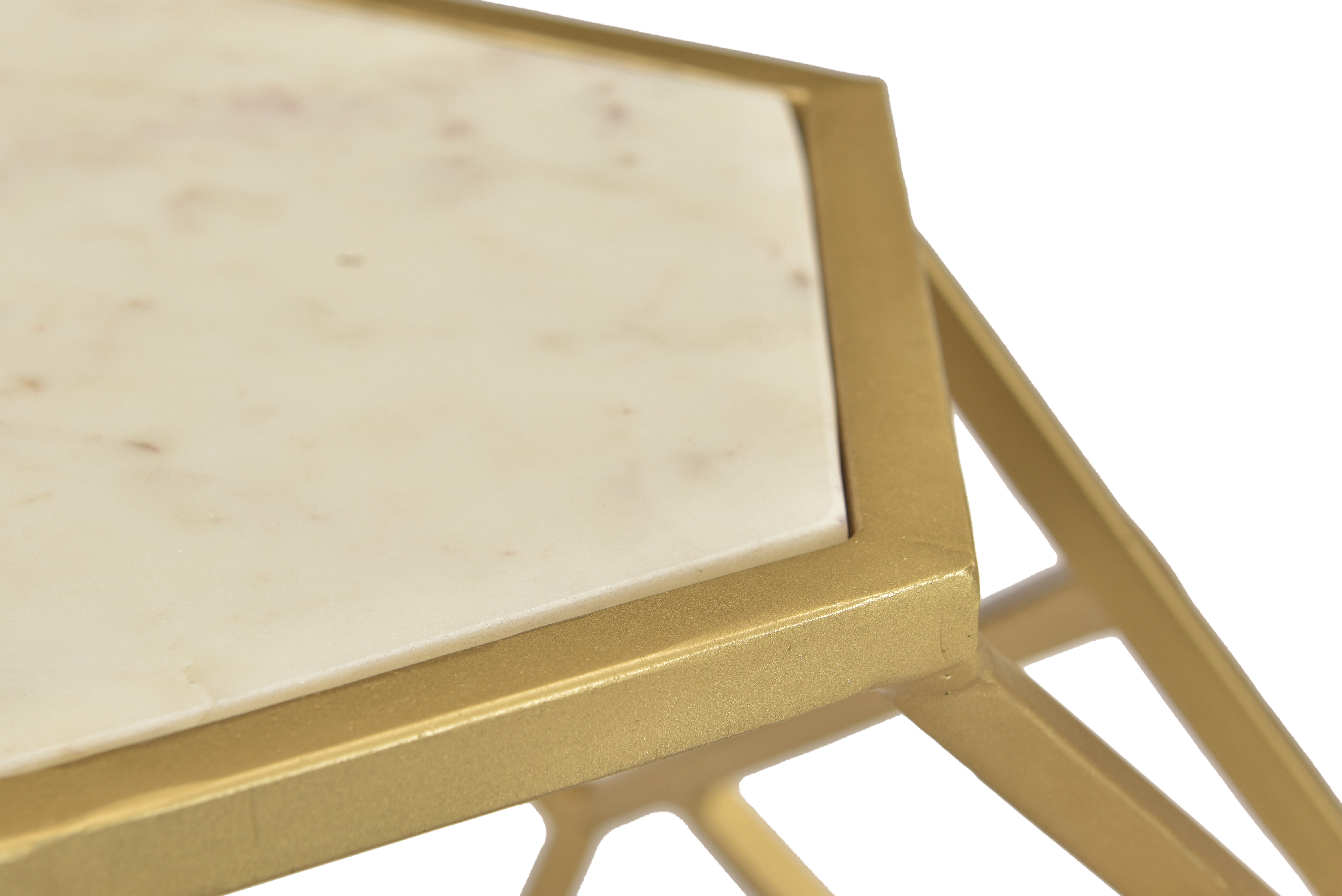Hexagonal Accent Table - White Marble & Gold Powder Coat - Image 4