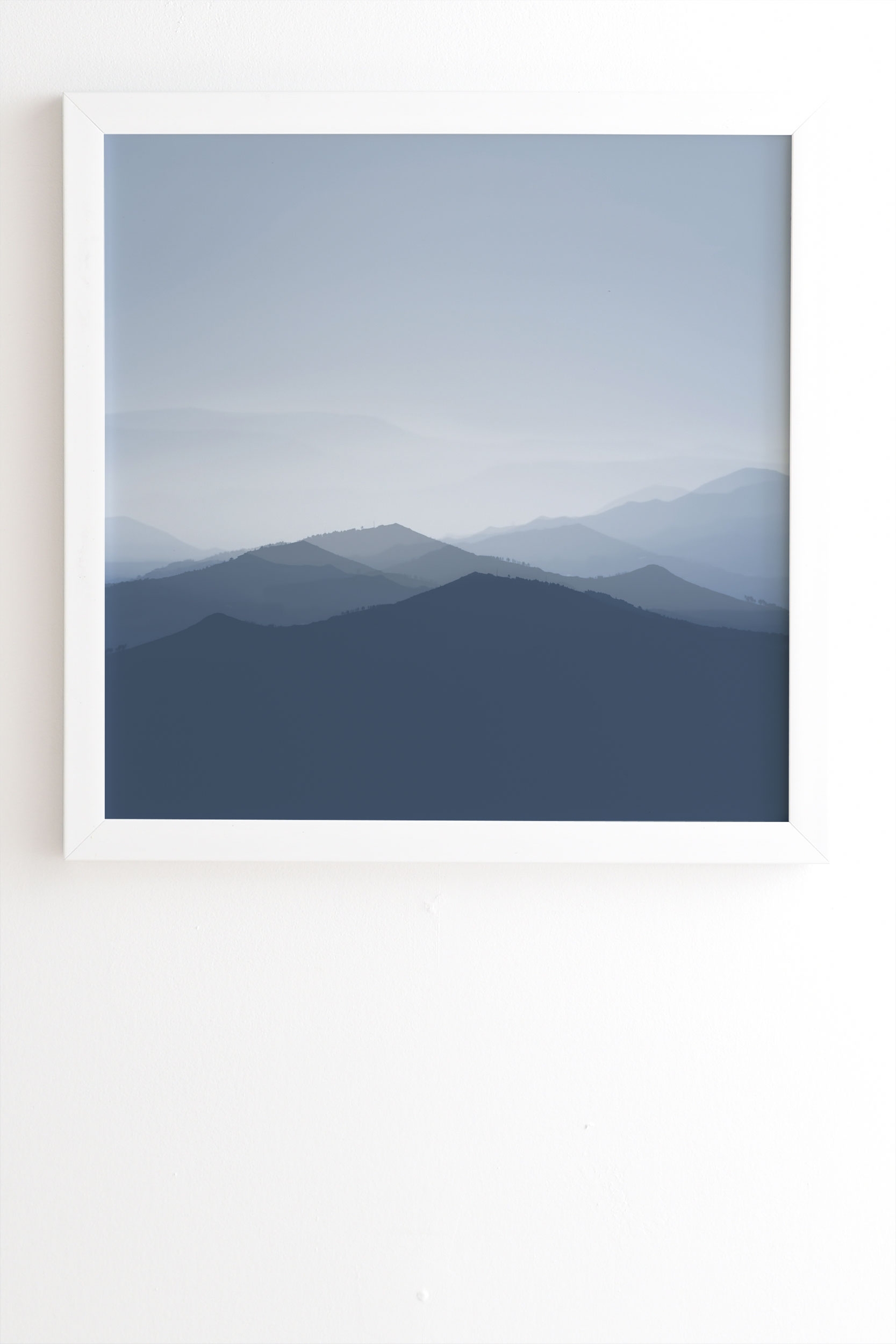 Hazy Morning Blues by Ingrid Beddoes - Framed Wall Art Basic White 30" x 30" - Image 1