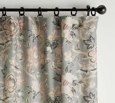 Emmaline Print Linen/Cotton Rod Pocket Curtain, Cool Multi, 84 x 50" - Image 1