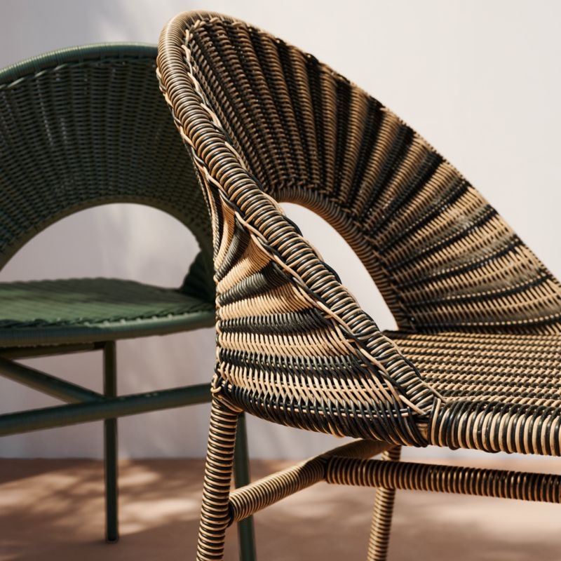 Arly Black and Light Brown Striped All-Weather Rattan Outdoor Dining Chair - Image 3