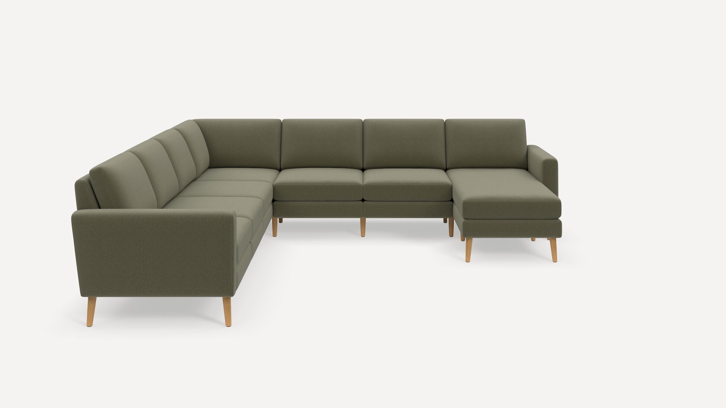 Nomad 7-Seat Corner Sectional with Chaise - Moss Green - Performance Flatweave / Oak - Wood / Block - Image 0