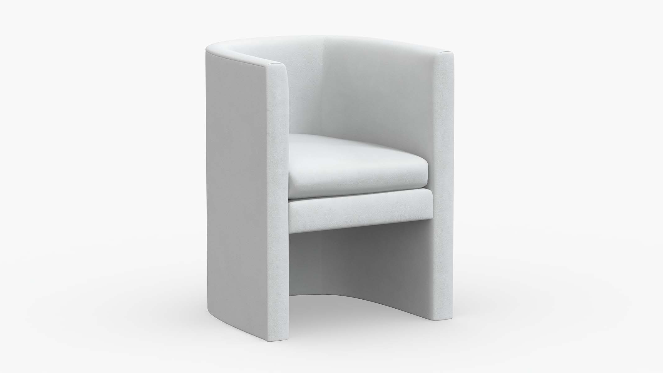 Barrel Back Dining Chair, White Classic Velvet - Image 0