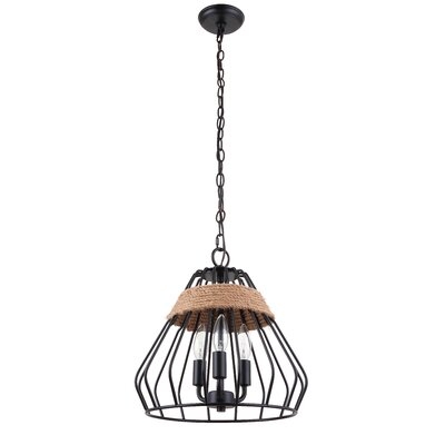 Thomson 3 - Light Lantern Geometric Chandelier with Rope Accents - Image 0
