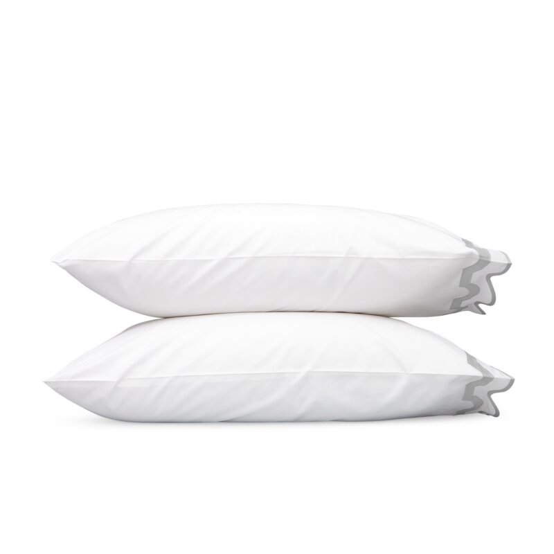 Matouk Mirasol 600 Thread Count 100% Cotton Pillow Case Size: King, Color: Silver - Image 0