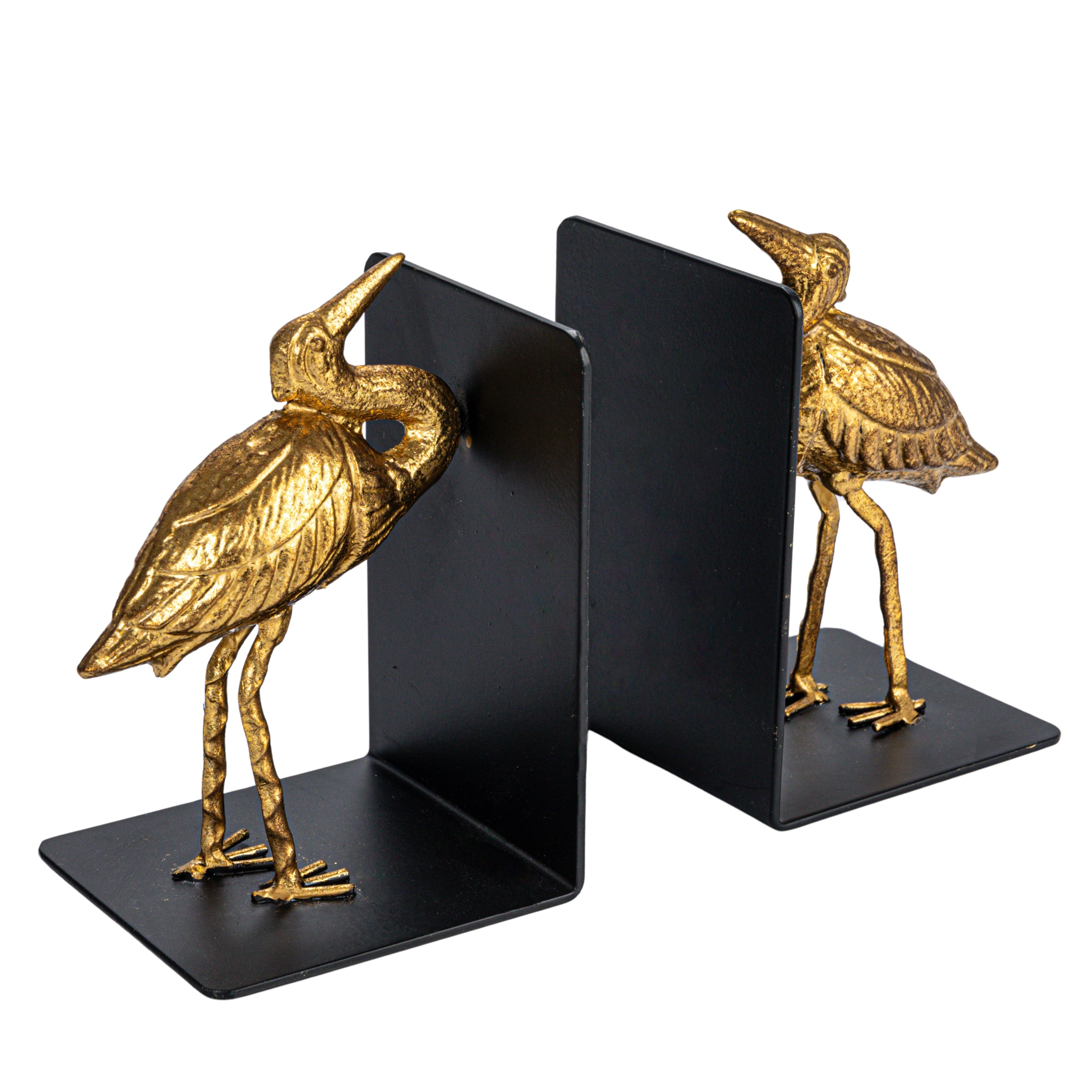 Decorative Cast Iron Bird Bookends, Gold, Set of 2 - Image 0