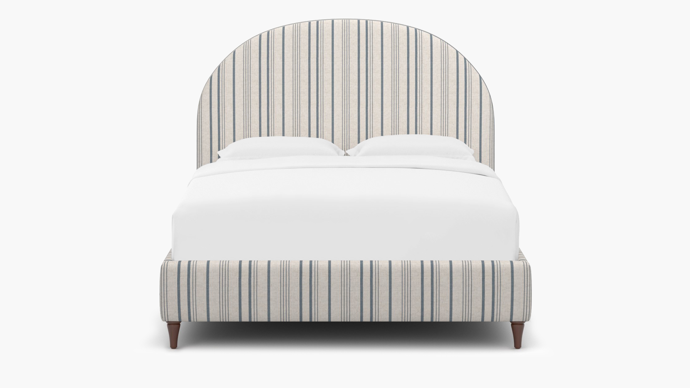 Demilune Bed, Blue Market Stripe, Walnut Decorative Tapered Leg, King - Image 0