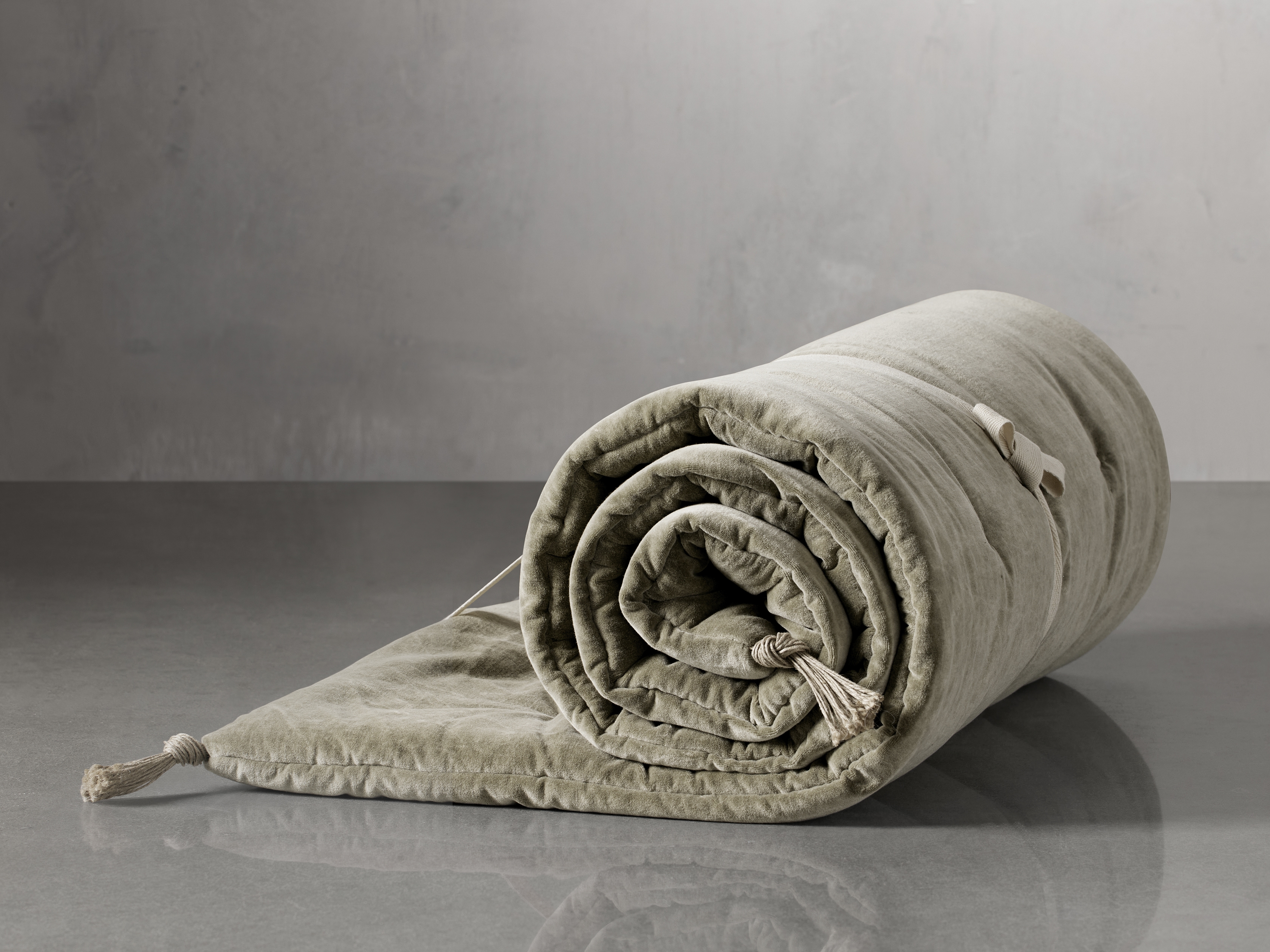 Stone Washed Throwbed Velvet in Green  Basil - Image 0