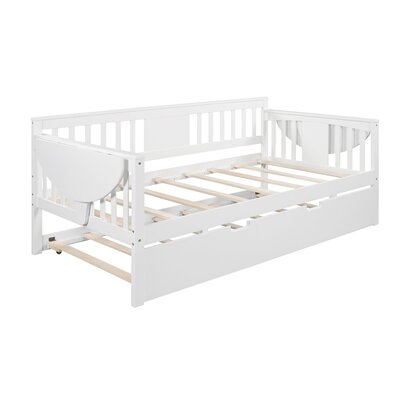 Wooden Daybed With Trundle Bed , Sofa Bed Twin Size Frame,for Bedroom Living Room, White - Image 0