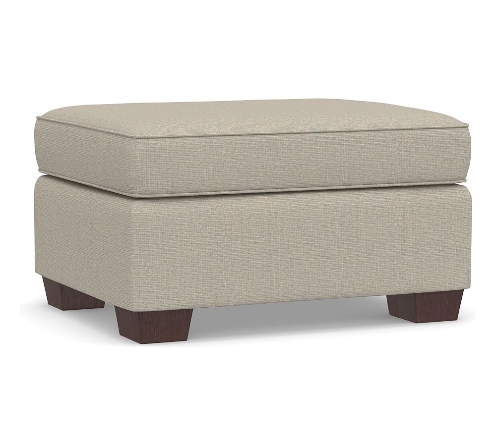 PB Comfort Roll Arm Upholstered Storage Ottoman, Box Edge Memory Foam Cushions, Performance Boucle Fog - Image 0