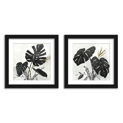 Americanflat Black Monstera Leaves Wall Art - Set Of 2 Framed Prints By PI Creative - Image 0