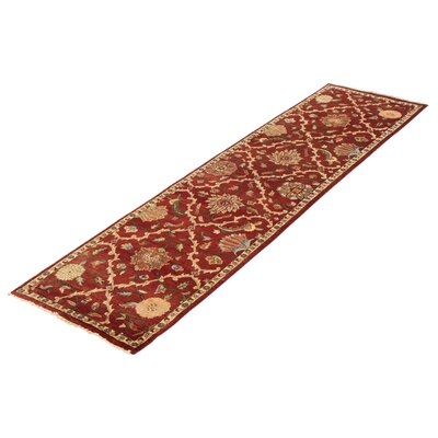 Hand-Knotted Jamshidpour Red Wool Rug 2'7" X 10'4" - Image 0