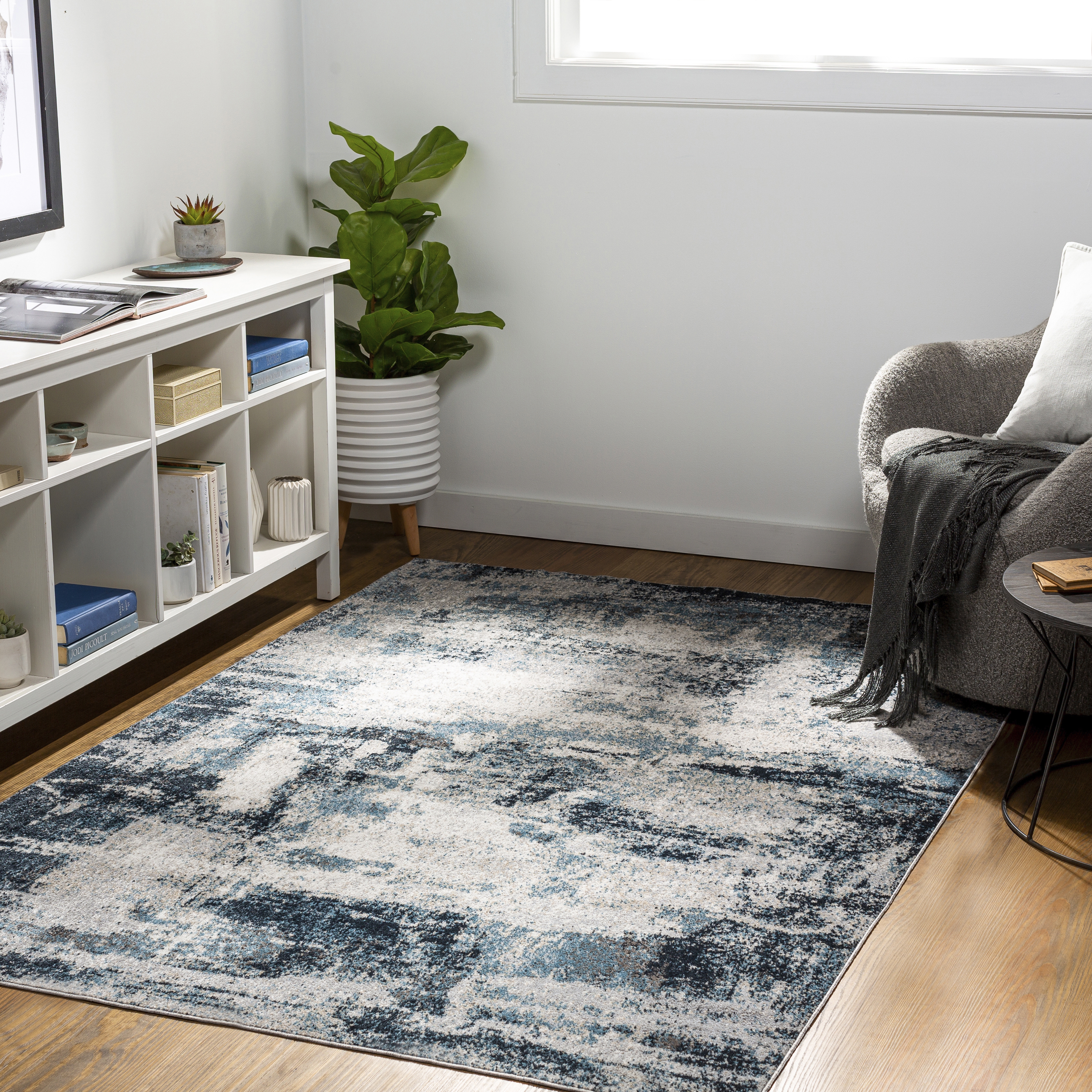Livabliss Lavadora Blue Indoor 7'10" x 10' Machine Woven Rug - Image 1