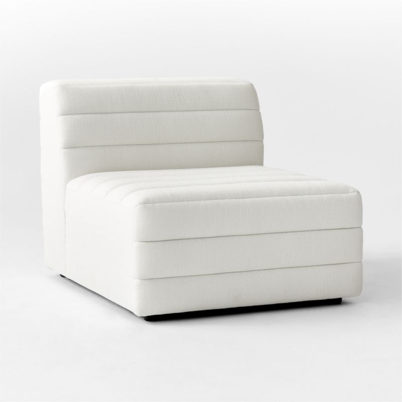 Strato Channeled Ivory Performance Fabric Armless Chair - Image 2