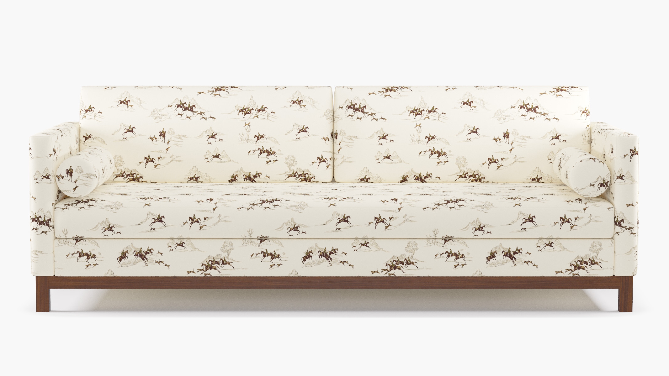 Tailored Tuxedo Sofa, Green Cotswold Hunt, Walnut Wood Rail - Image 0