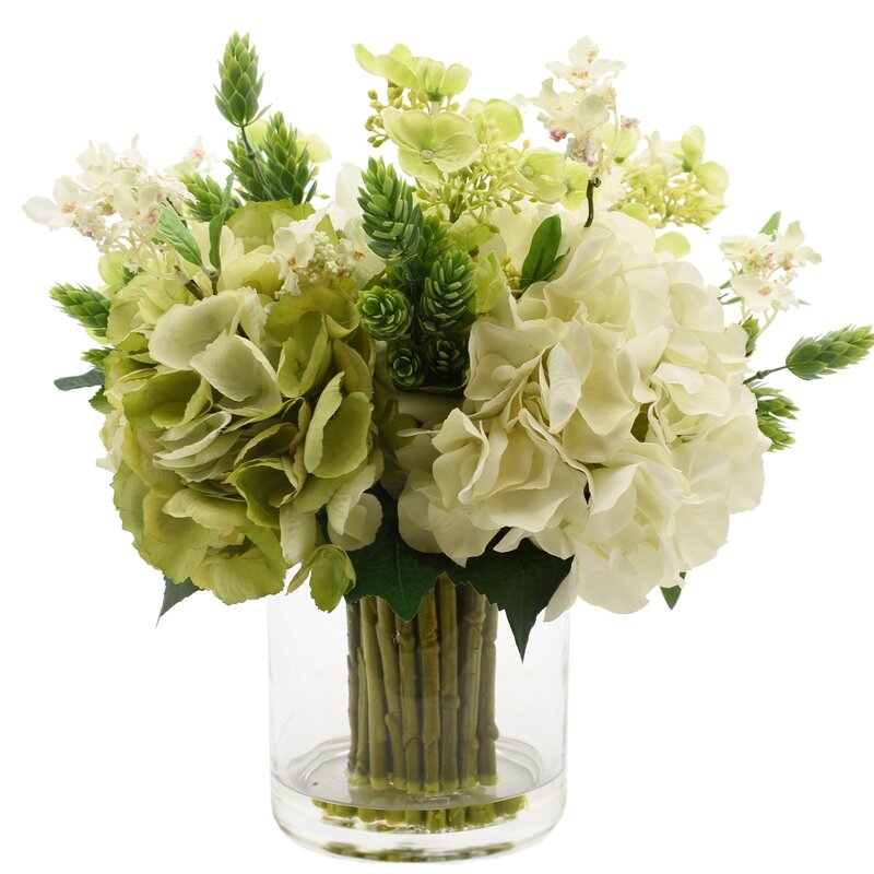 Hydrangea Floral Arrangement in Vase - Image 0