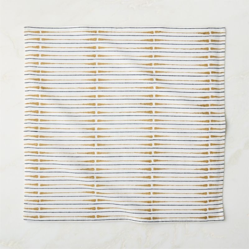 Andre Warm White and Smoked Amber Block Print Cloth Napkin - Image 2