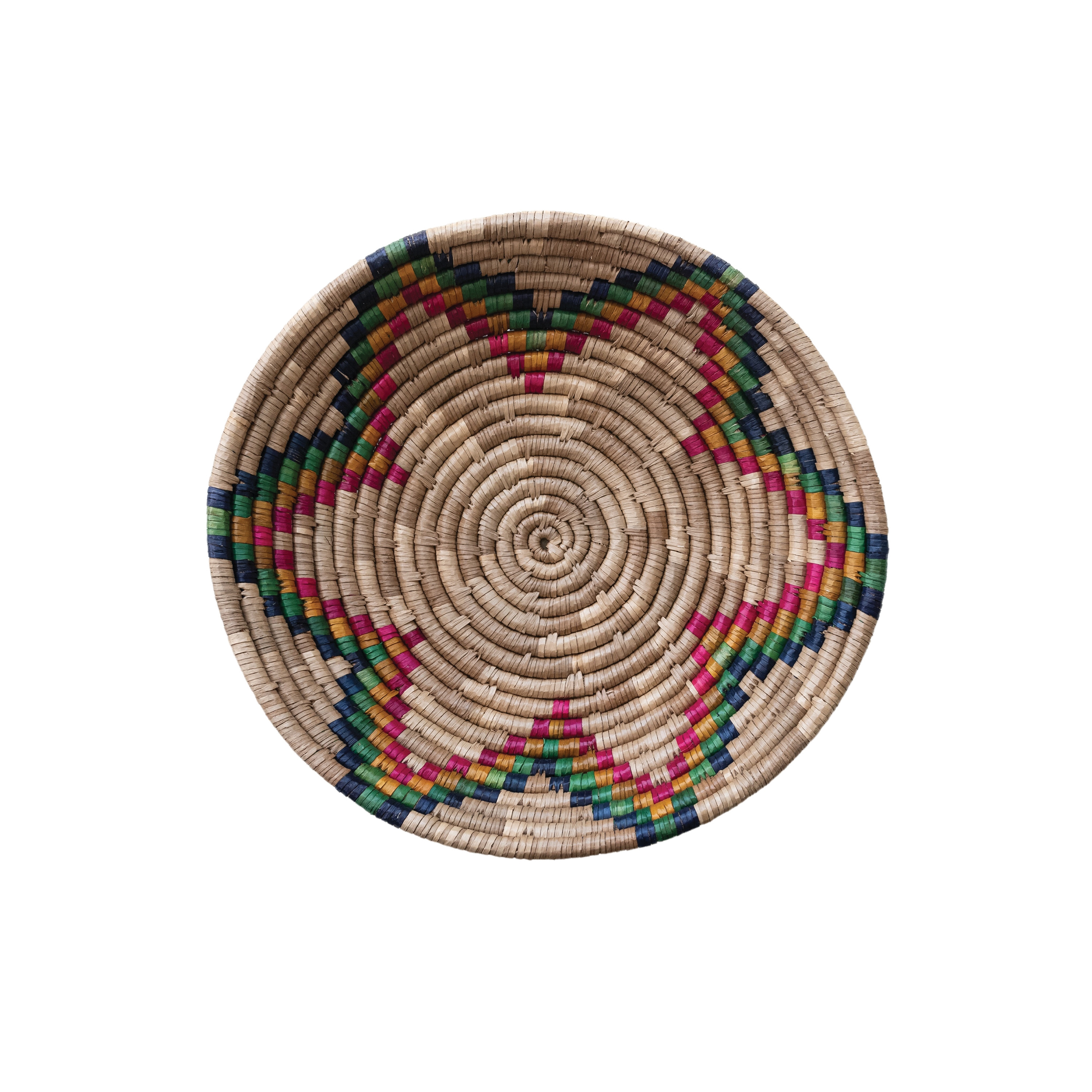 Hand-Woven Seagrass Basket with Star, Natural and Multicolor - Image 0