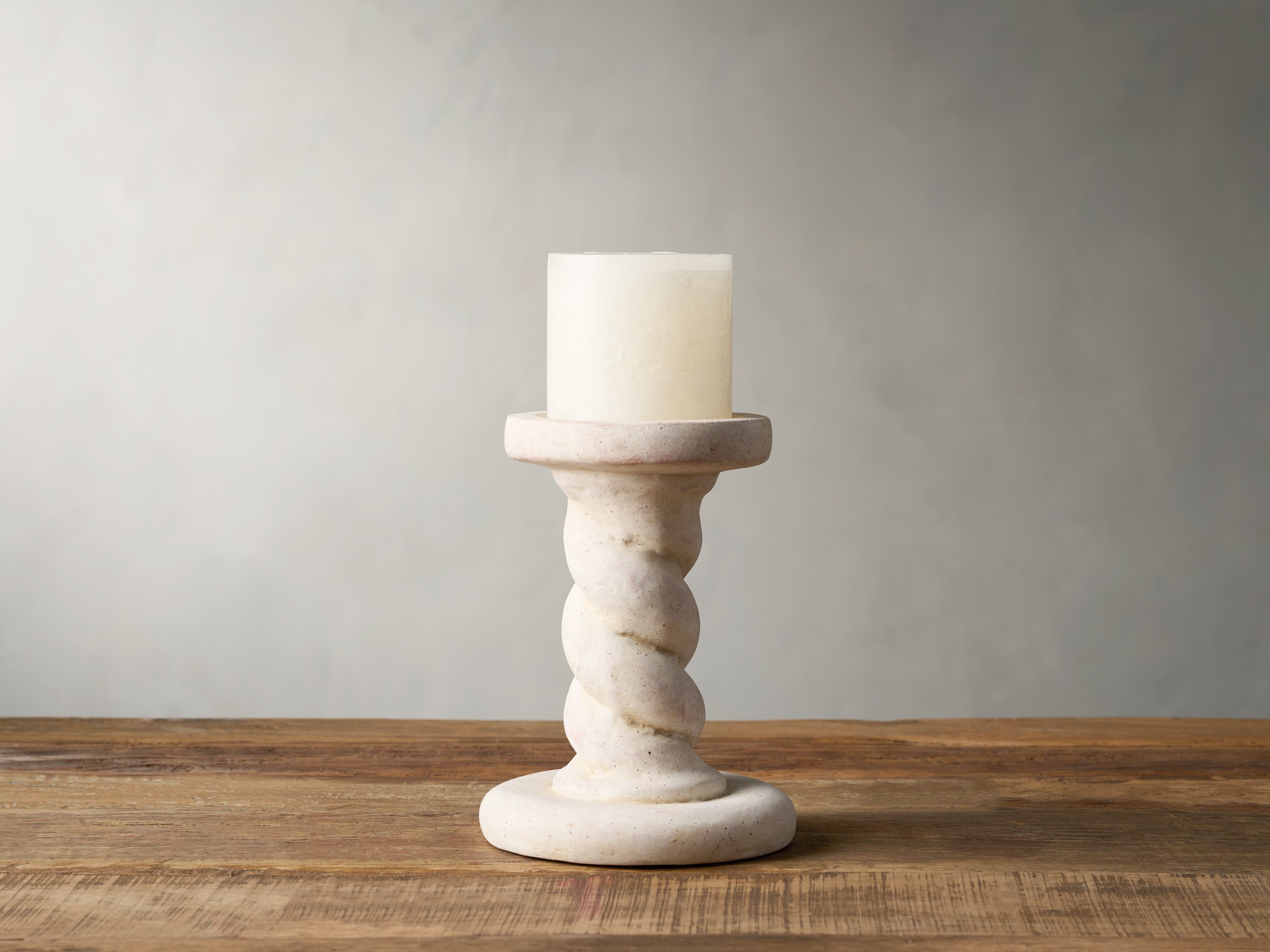 Twist Pillar Holder in Terracotta Small White - Image 0