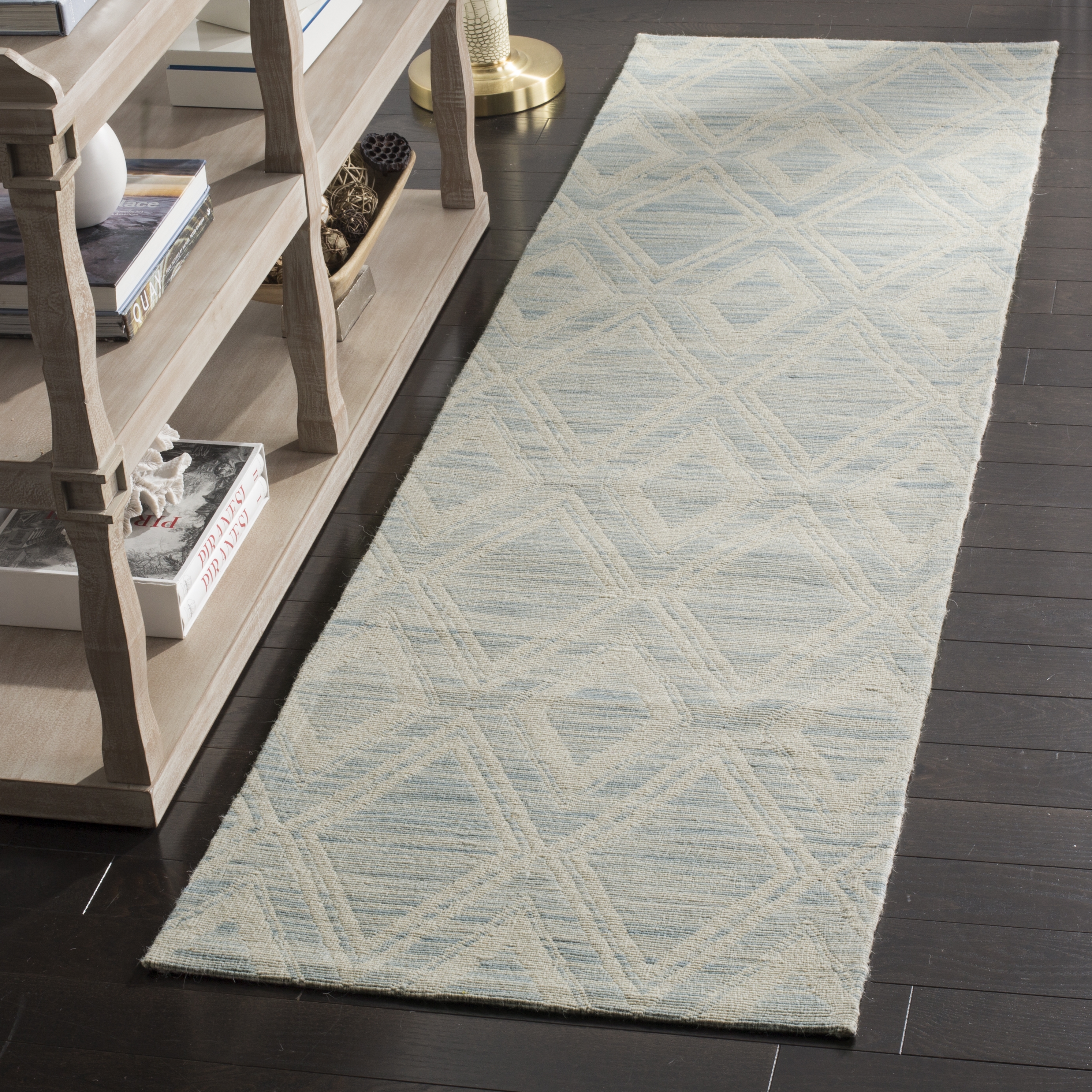 Arlo Home Hand Loomed Area Rug, MRB312B, Light Blue/Ivory,  2' 3" X 8' - Image 1