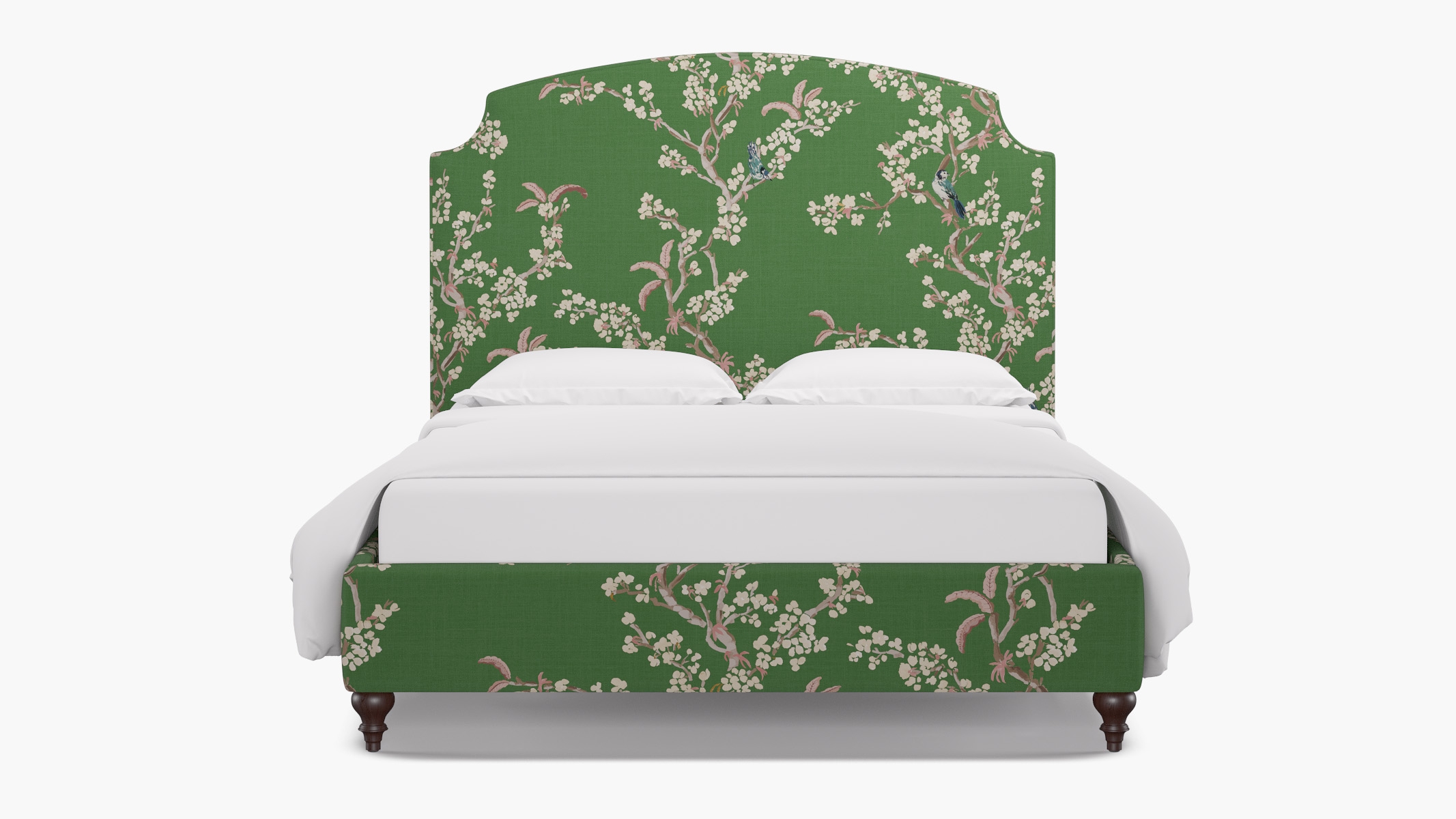 Cove Bed, Jade Cherry Blossom, Espresso Traditional Turned Leg, King - Image 0