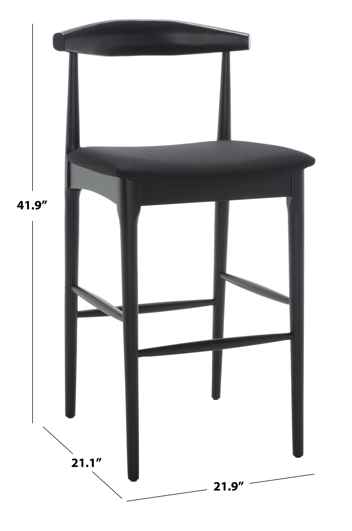 Lionel Retro Barstool - Black - Safavieh - Image 9