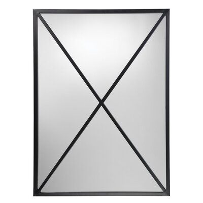 Mirror With Sleek Metal X Frame And Window Pane Design, Black - Image 0