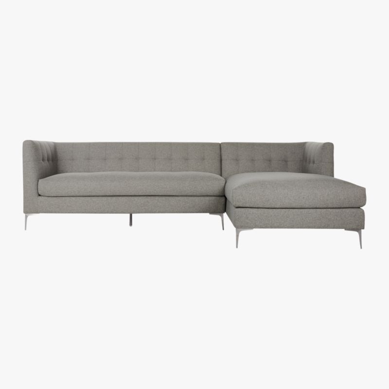 Holden 2-Piece Tufted Sectional Loveseat Angel Pewter - Image 2