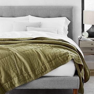Belgian Linen Blanket, Camo Olive, Full/Queen - Image 0