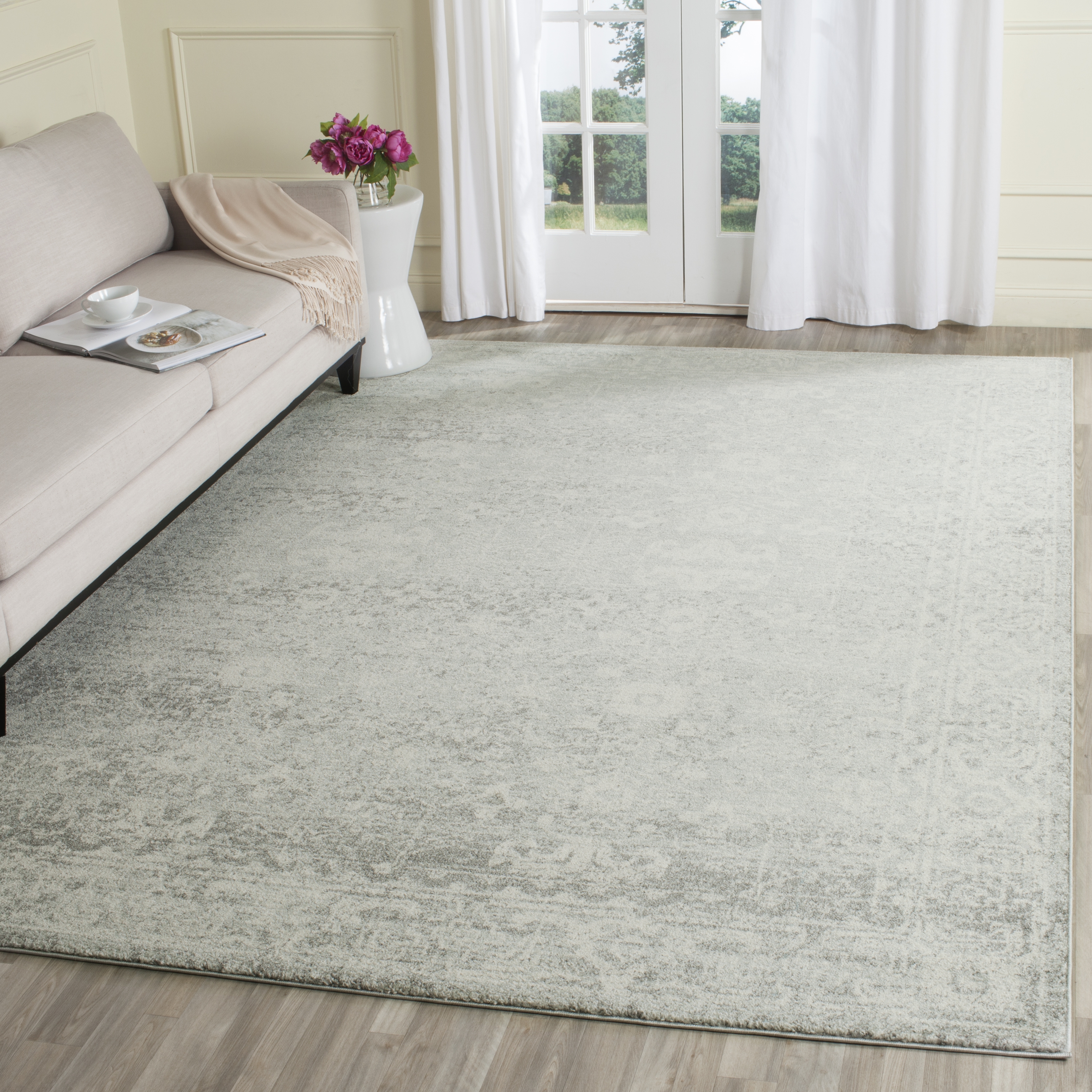 Arlo Home Woven Area Rug, EVK270Z, Silver/Ivory,  10' X 14' - Image 1