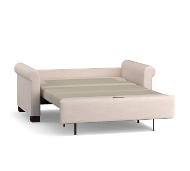 Cameron Roll Arm Upholstered Deluxe Full Sleeper Sofa, Polyester Wrapped Cushions, Park Weave Ivory - Image 1