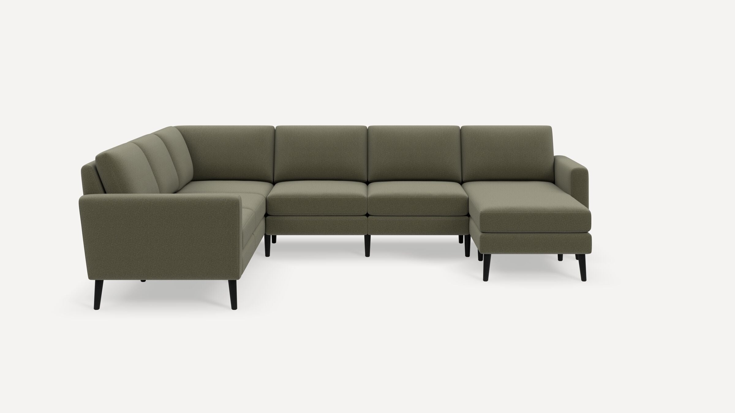 Nomad 6-Seat Corner Sectional with Chaise - Moss Green - Performance Flatweave / Ebony - Wood / Block - Image 0