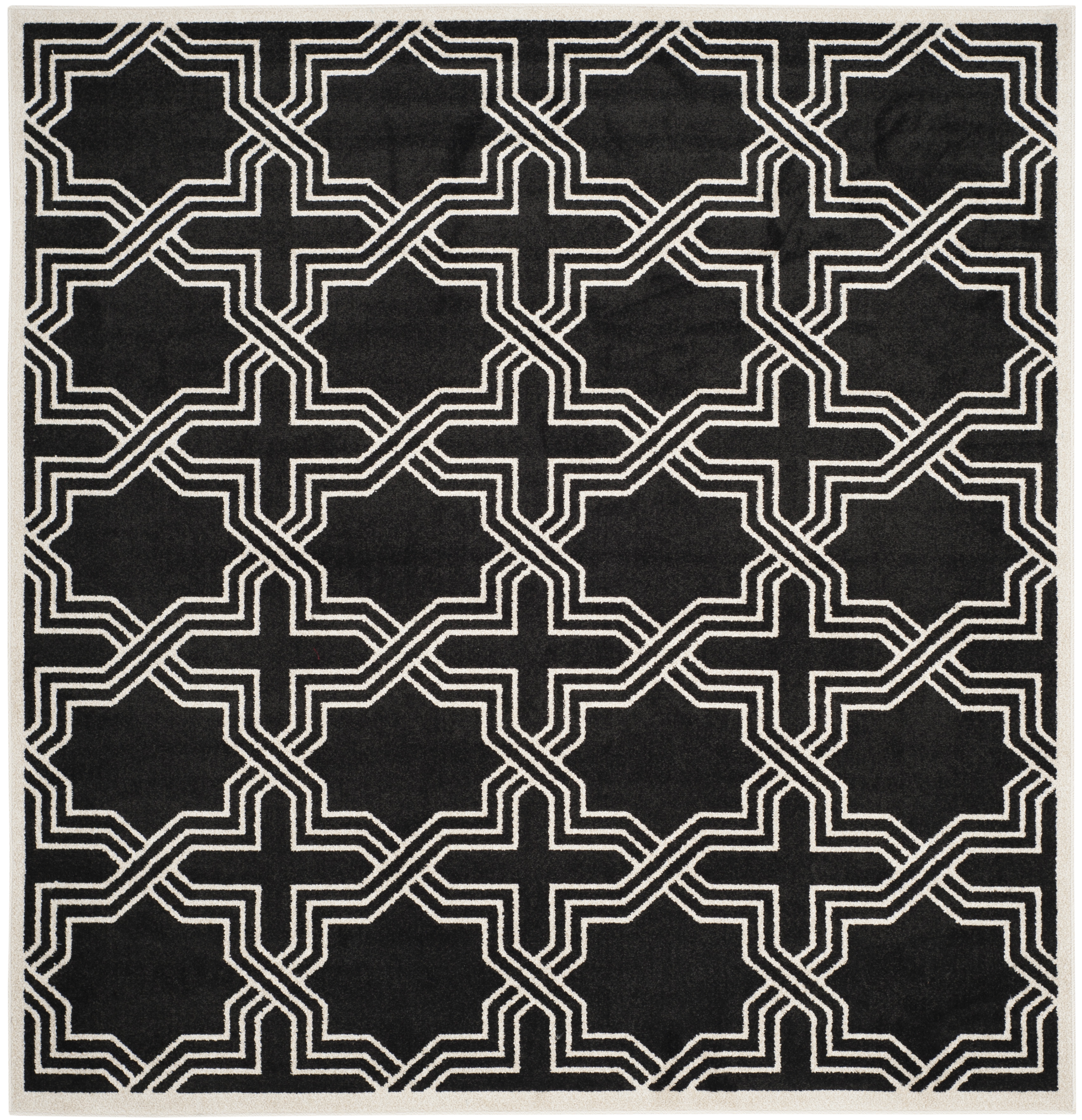 Arlo Home Indoor/Outdoor Woven Area Rug, AMT413G, Anthracite/Ivory,  7' X 7' Square - Image 0