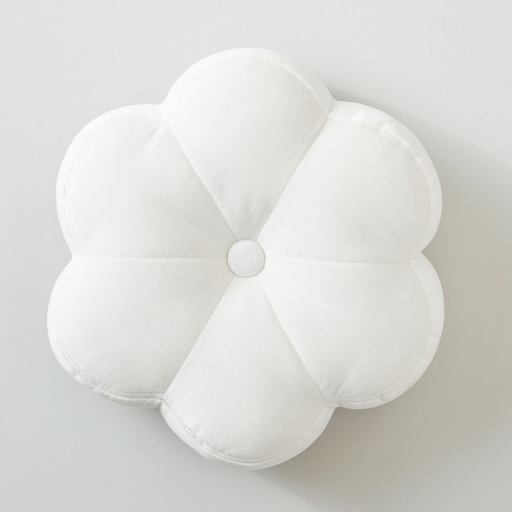 Flower Velvet Pillow, Shaped, Ivory - Image 0